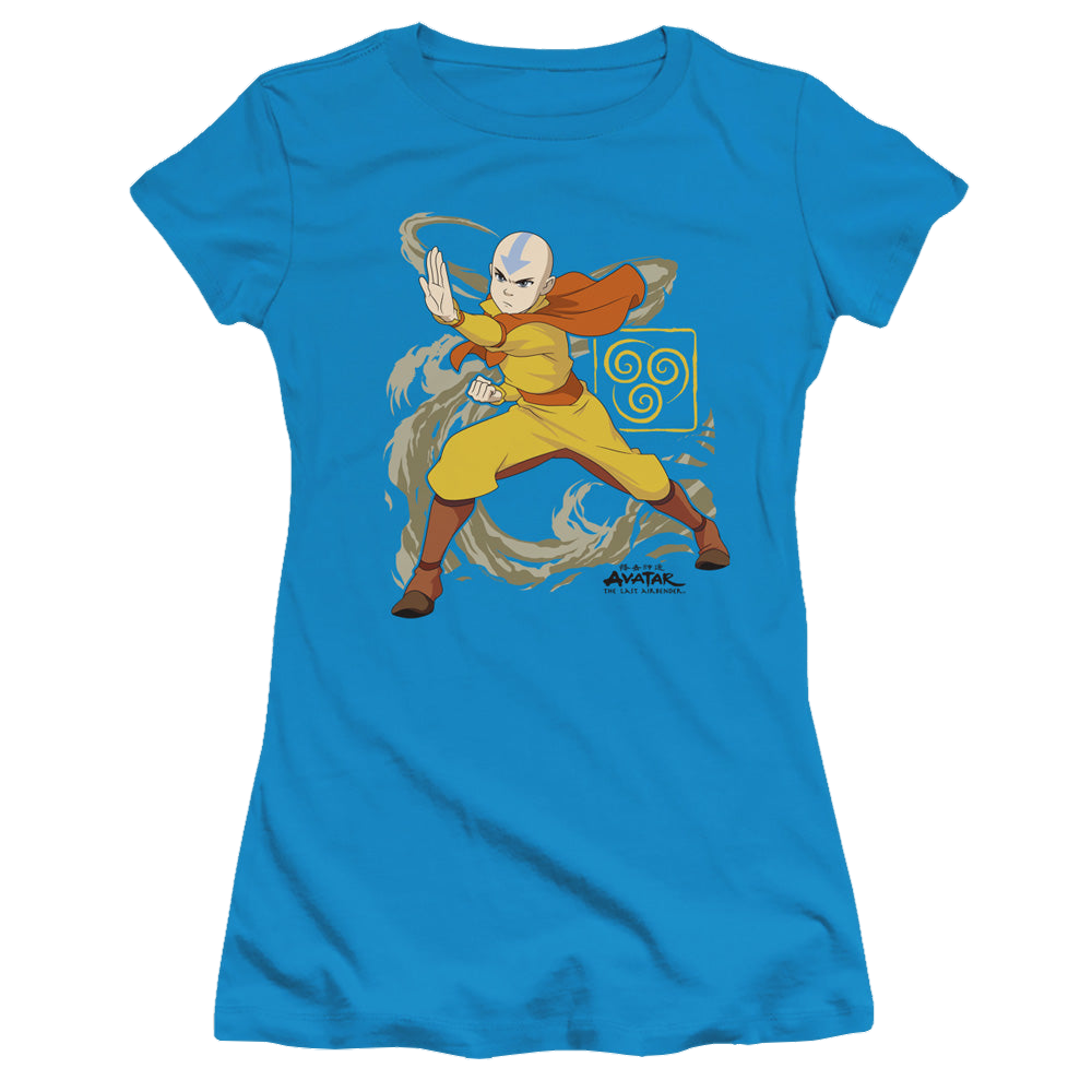 Avatar The Last Airbender Aang Wind Blast - Juniors T-Shirt Juniors T-Shirt Avatar The Last Airbender   