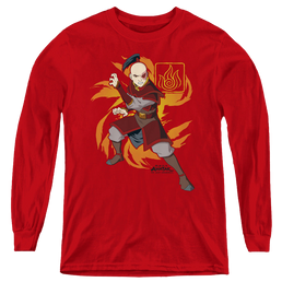 Avatar The Last Airbender Zuko Flame Burst - Youth Long Sleeve T-Shirt Youth Long Sleeve T-Shirt Avatar The Last Airbender   