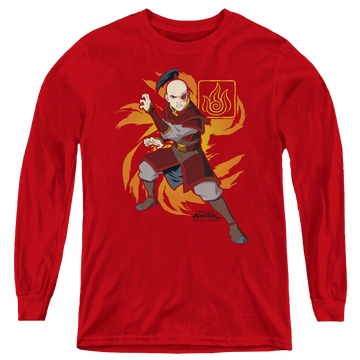 Avatar The Last Airbender Zuko Flame Burst - Youth Long Sleeve T-Shirt Youth Long Sleeve T-Shirt Avatar The Last Airbender   