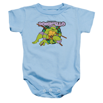 Light blue baby bodysuit with Teenage Mutant Ninja Turtles Donatello Does Machines graphic