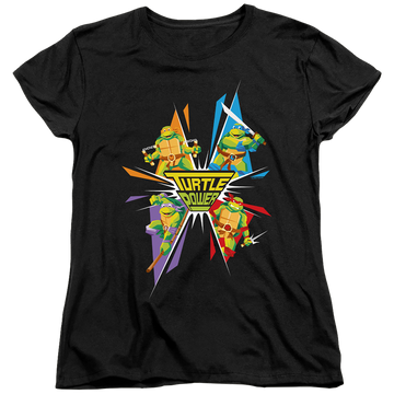 Black women's t-shirt with Teenage Mutant Ninja Turtles Turtle Power graphic