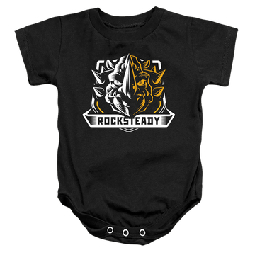 Black baby bodysuit with Teenage Mutant Ninja Turtles Rocksteady graphic