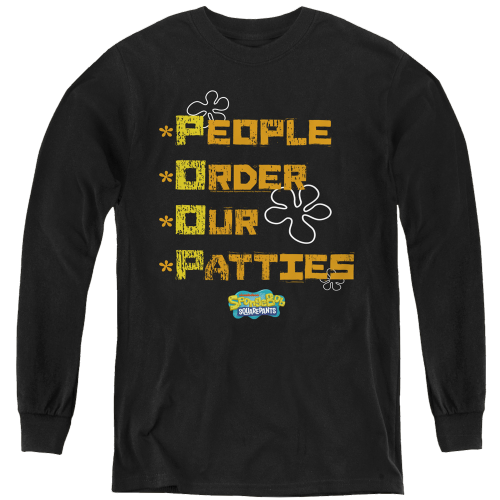 SpongeBob SquarePants People Order Our Patties - Youth Long Sleeve T-Shirt Youth Long Sleeve T-Shirt SpongeBob SquarePants   