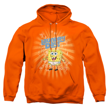 Orange pullover hoodie with SpongeBob SquarePants Laundry Day! graphic