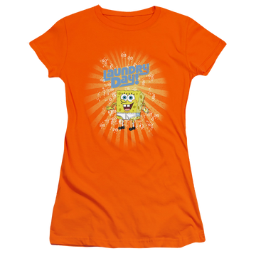 Orange juniors t-shirt with SpongeBob SquarePants Laundry Day! graphic