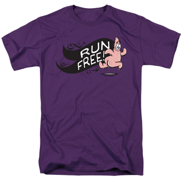 Purple men's regular fit t-shirt with SpongeBob SquarePants Run Free! graphic