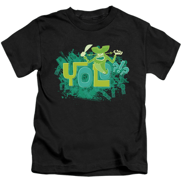 Black kid's t-shirt for ages 4 to 7 with SpongeBob SquarePants Yolo?!? graphic