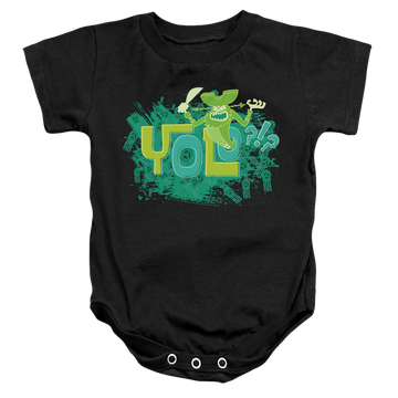 Black baby bodysuit with SpongeBob SquarePants Yolo?!? graphic