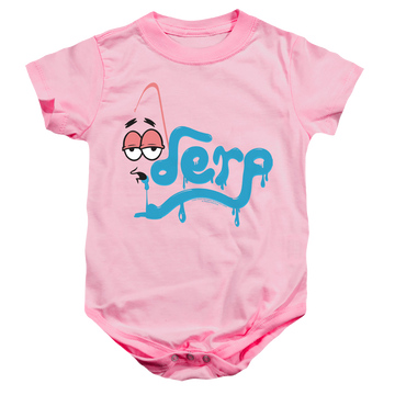 Pink baby bodysuit with SpongeBob SquarePants Derp graphic