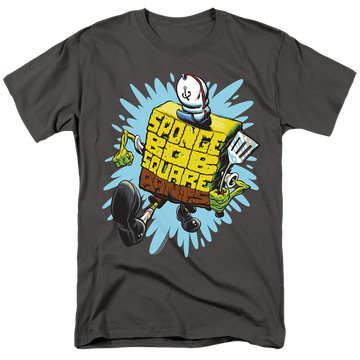 Charcoal men's regular fit t-shirt with SpongeBob SquarePants Letter Spongebob graphic