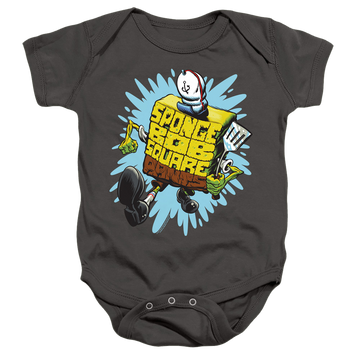 Charcoal baby bodysuit with SpongeBob SquarePants Letter Spongebob graphic