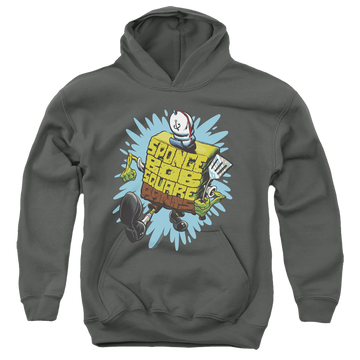 Charcoal youth hoodie for ages 8 to 12 with SpongeBob SquarePants Letter Spongebob graphic