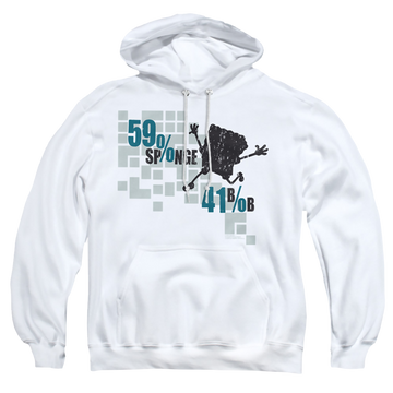 White pullover hoodie with SpongeBob SquarePants 59% Sponge, 41% Bob graphic