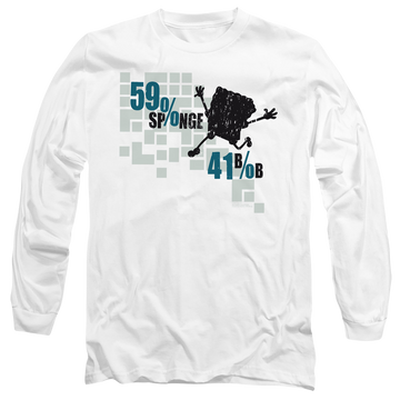 White men's long sleeve t-shirt with SpongeBob SquarePants 59% Sponge, 41% Bob graphic
