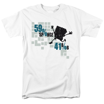 White men's regular fit t-shirt with SpongeBob SquarePants 59% Sponge, 41% Bob graphic