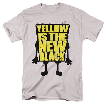 Silver men's regular fit t-shirt with SpongeBob SquarePants Yellow Is The New Black graphic
