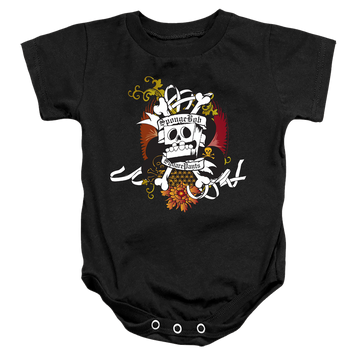 Black baby bodysuit with SpongeBob SquarePants Rest In Peace graphic