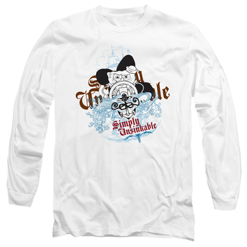 White men's long sleeve t-shirt with SpongeBob SquarePants Simply Unsinkable graphic