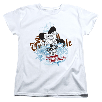 White women's t-shirt with SpongeBob SquarePants Simply Unsinkable graphic