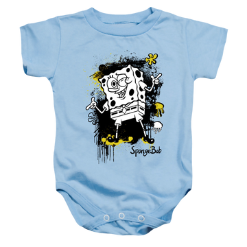 Light blue baby bodysuit with SpongeBob SquarePants Ink Splatter graphic