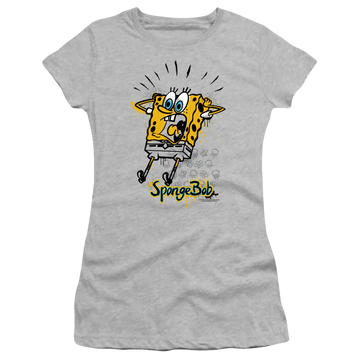 Athletic heather juniors t-shirt with SpongeBob SquarePants Shocking! graphic