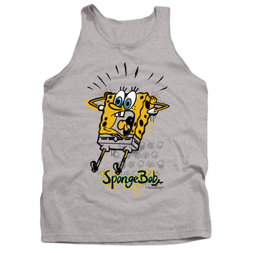 Athletic heather men's tank with SpongeBob SquarePants Shocking! graphic