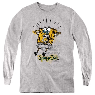 Athletic heather youth long sleeve t-shirt with SpongeBob SquarePants Shocking! graphic