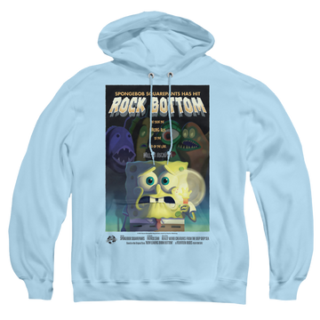 Light blue pullover hoodie with SpongeBob SquarePants Rock Bottom graphic