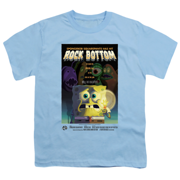Light blue youth t-shirt for ages 8 to 12 with SpongeBob SquarePants Rock Bottom graphic