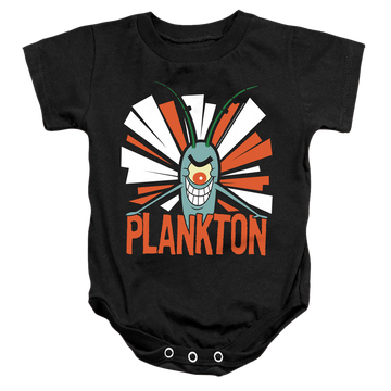Black baby bodysuit with SpongeBob SquarePants Plankton graphic