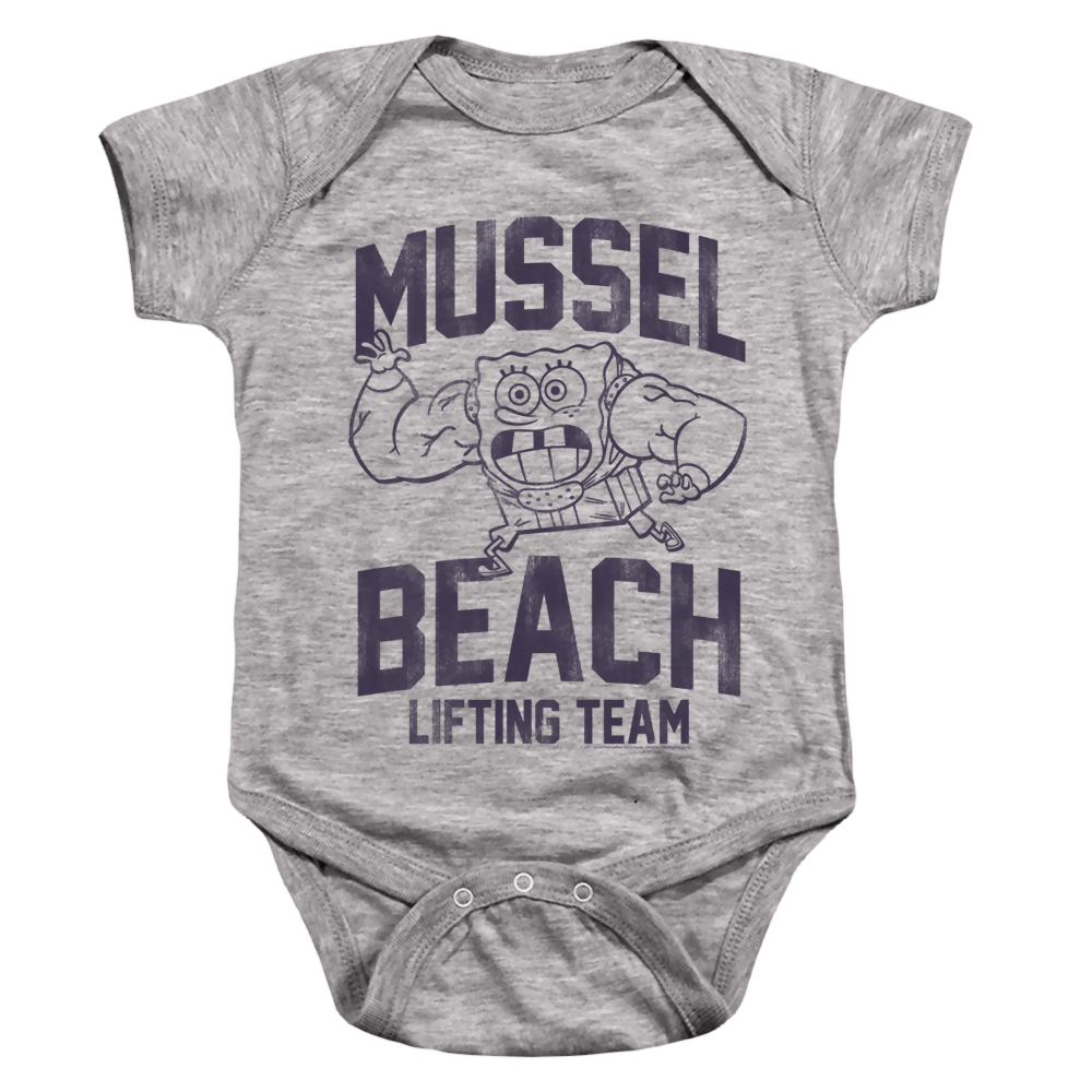 SpongeBob SquarePants Mussle Beach Lifting Team - Baby Bodysuit Baby Bodysuit SpongeBob SquarePants   