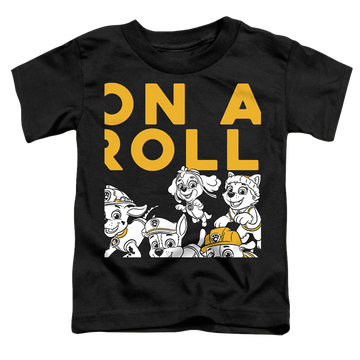Black toddler t-shirt with Paw Patrol On A Roll! graphic