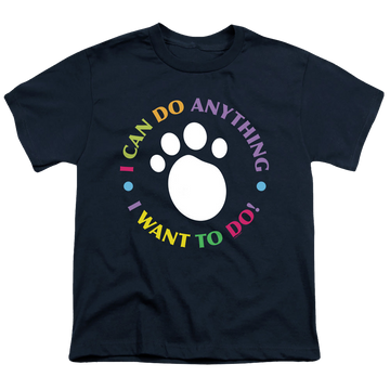 Navy youth t-shirt for ages 8 to 12 with Blue's Clues I Can Do Anything! graphic