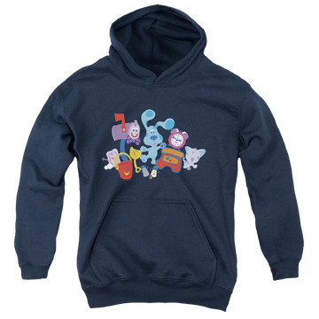 Navy youth hoodie for ages 8 to 12 with Blue's Clues Friend Party graphic