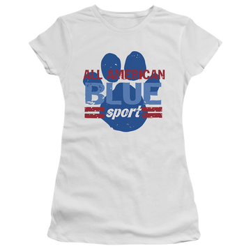 White juniors t-shirt with Blue's Clues All American Sport graphic
