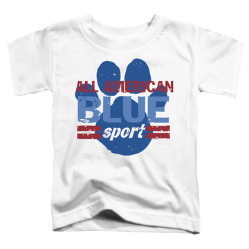 White toddler t-shirt with Blue's Clues All American Sport graphic