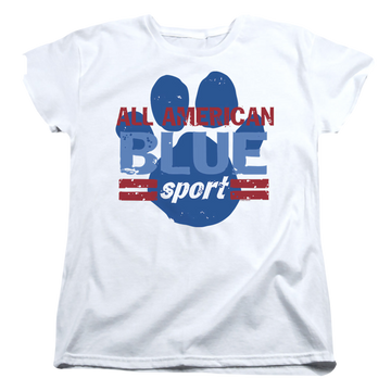 White women's t-shirt with Blue's Clues All American Sport graphic