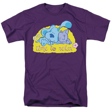 Purple men's regular fit t-shirt with Blue's Clues Time To Relax graphic