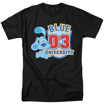 Black men's regular fit t-shirt with Blue's Clues University graphic