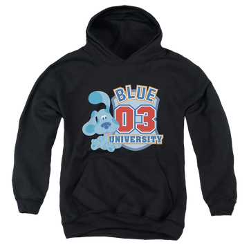 Black youth hoodie for ages 8 to 12 with Blue's Clues University graphic