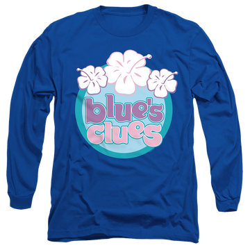 Royal men's long sleeve t-shirt with Blue's Clues Hawaiian Flowers graphic