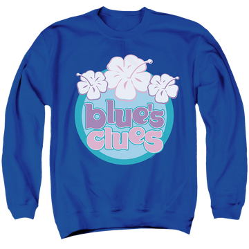 Royal men's crewneck sweatshirt with Blue's Clues Hawaiian Flowers graphic