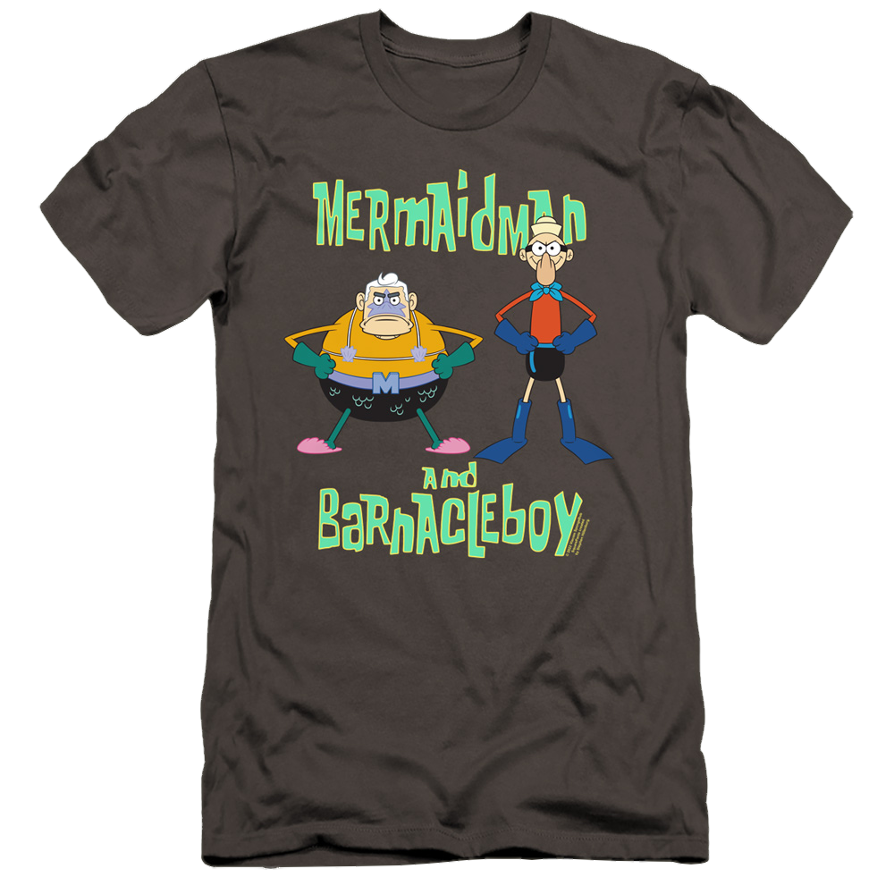 SpongeBob SquarePants Mermaid Man And Barnacle Boy - Men's Premium Slim Fit T-Shirt Men's Premium Slim Fit T-Shirt SpongeBob SquarePants   