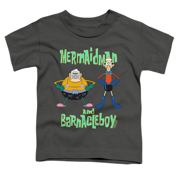Charcoal toddler t-shirt with SpongeBob SquarePants Mermaid Man And Barnacle Boy graphic