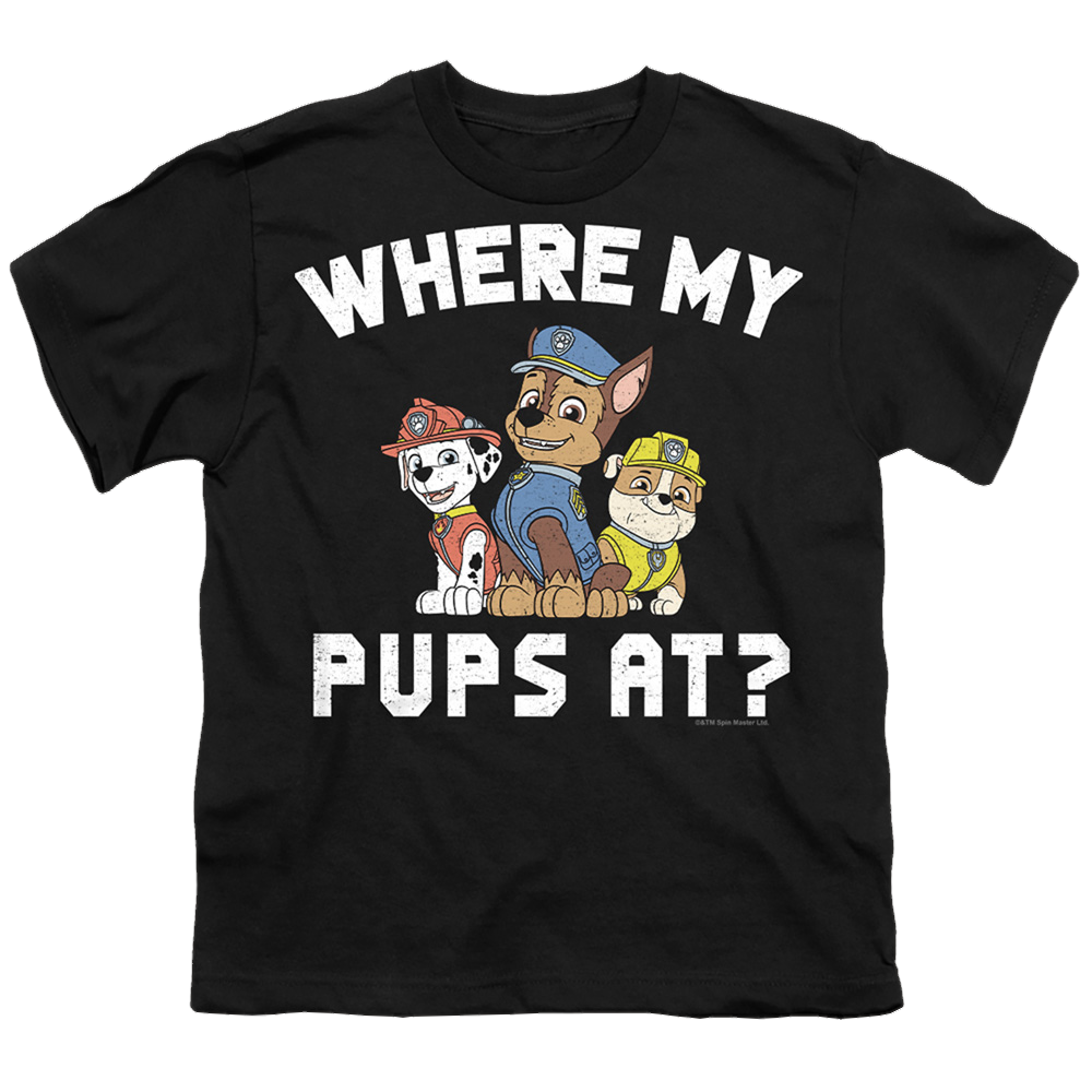 Paw Patrol Where My Pups At? - Youth T-Shirt Youth T-Shirt (Ages 8-12) Paw Patrol   