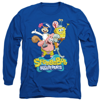 Royal men's long sleeve t-shirt with SpongeBob SquarePants Spongebob Group Shot graphic