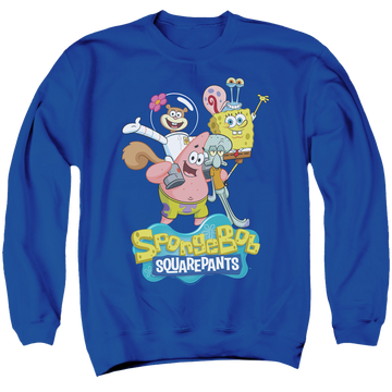 Royal men's crewneck sweatshirt with SpongeBob SquarePants Spongebob Group Shot graphic