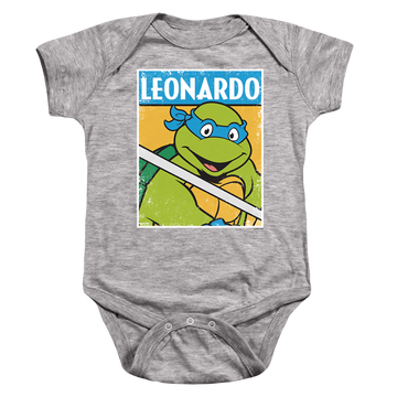 Athletic heather baby bodysuit with Teenage Mutant Ninja Turtles Tmnt Leo graphic