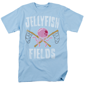 Light blue men's regular fit t-shirt with SpongeBob SquarePants Jellyfish Fields graphic
