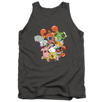Charcoal men's tank with SpongeBob SquarePants The Whole Gang graphic